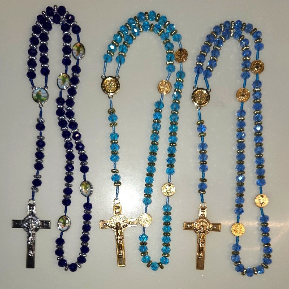 3 pcs Rosary Shiny Crystal Beads 21½" long approximately